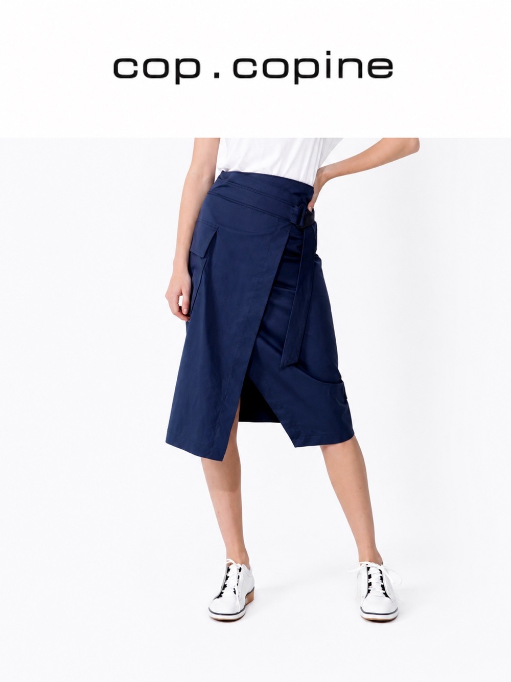Cop.Copine High-Waisted Wrap Cargo Skirt – Navy – Size 42